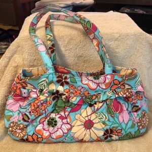 Vera Bradley Floral Shoulder Bag With Ruffle Multi Color 24x7.5x5”- 9”drop